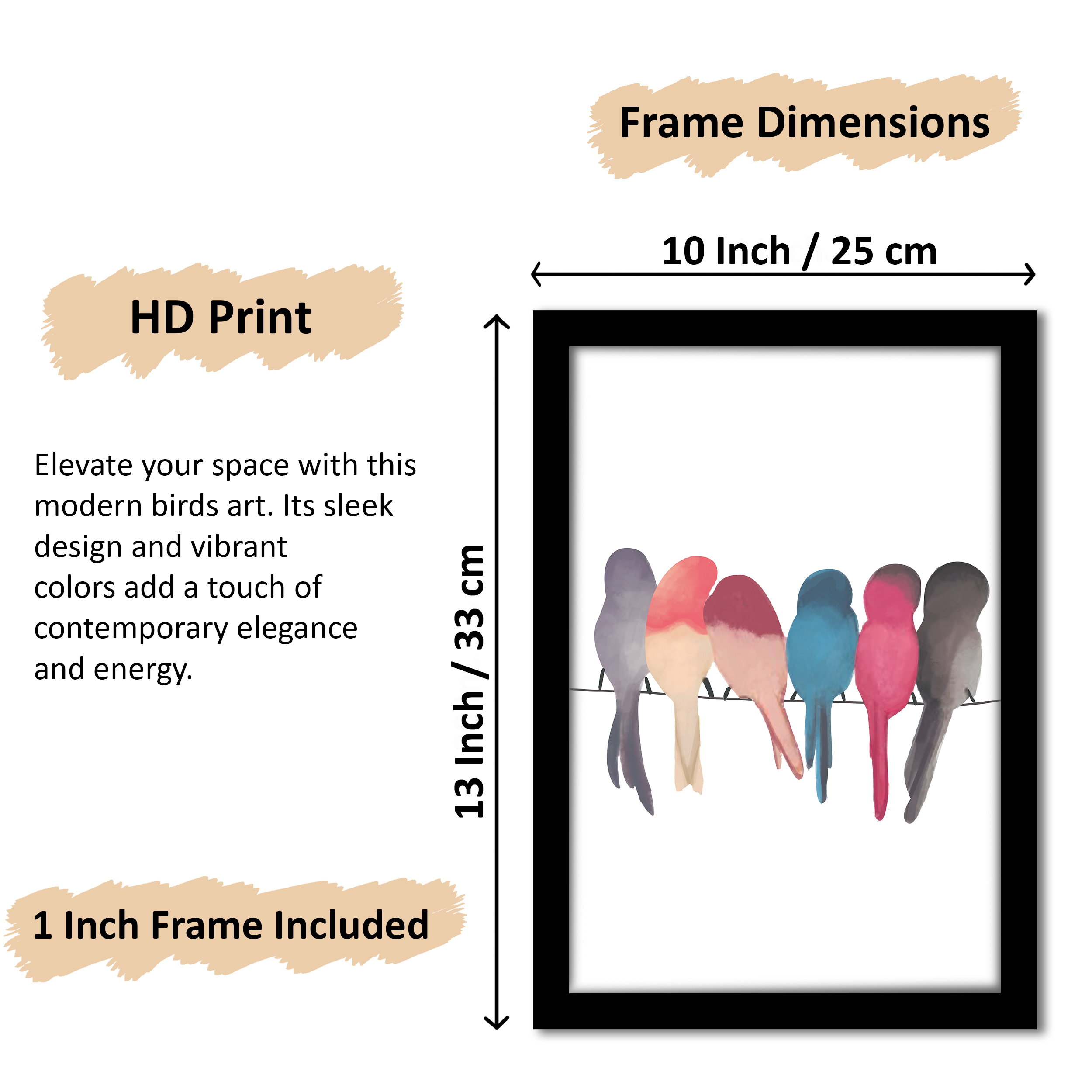 Watercolor Birds on Wire Wall Art