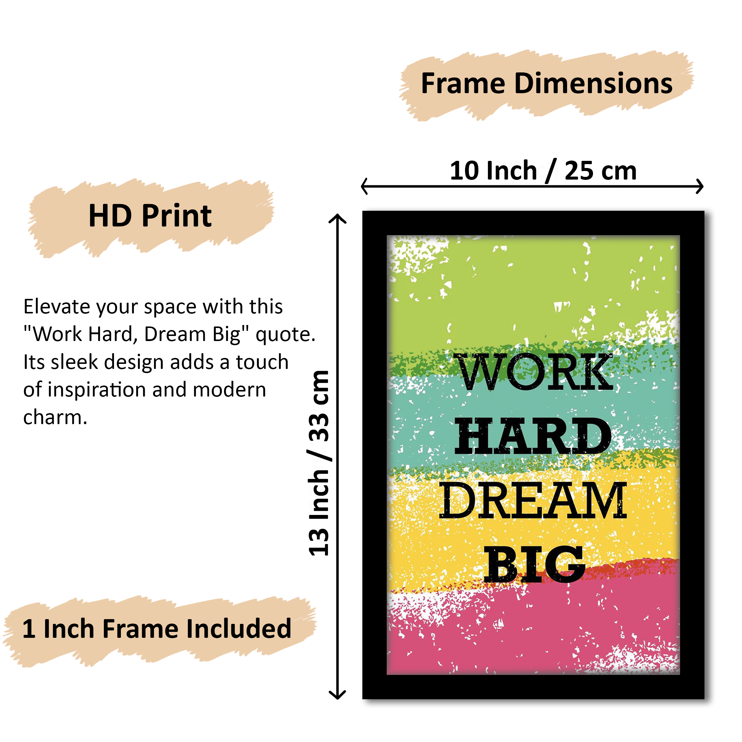 Work Hard Dream Big Motivational Wall Art | Colorful Quote Poster – VIBBES
