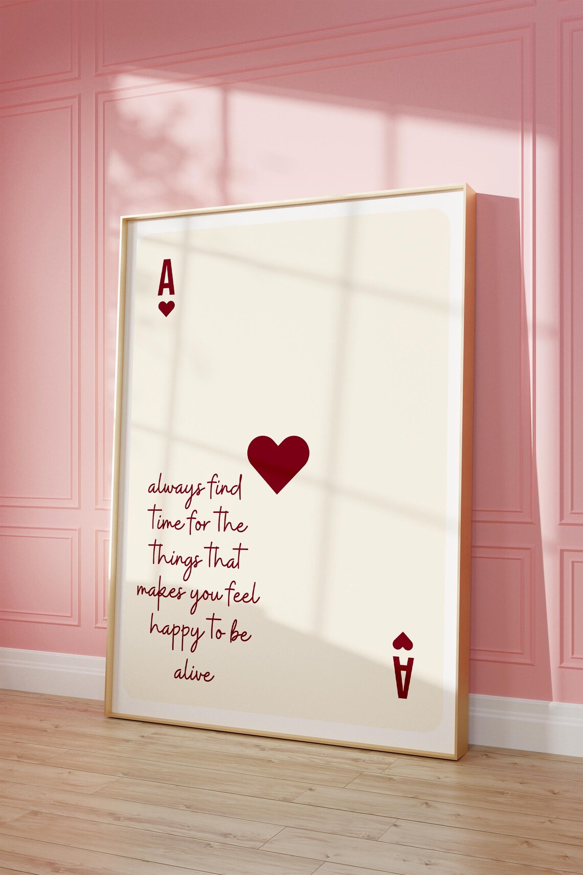 Ace of Hearts Motivational Wall Art | Happy to be Alive Poster