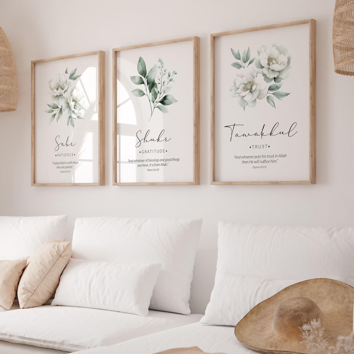 Minimal Botanical Islamic Quote Wall Art
